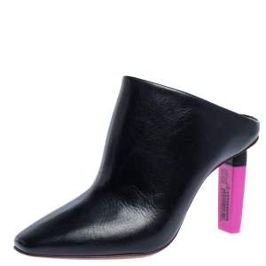 Vetements Black/Pink Leather Gypsy Highlighter Heel Mule Size 38