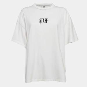 Vetements X Hanes White Staff Print Cotton Oversized T-Shirt M
