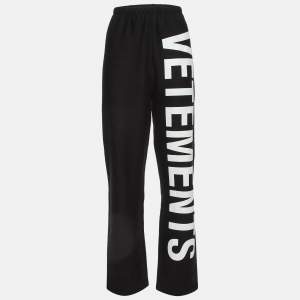 Pre Owned Vetements Black Large Logo Print Cotton Knit Sweatpants M
