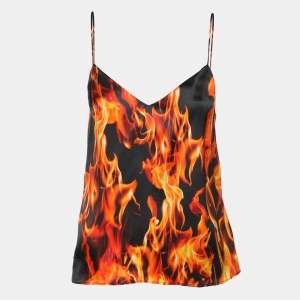 Vetements Multicolor Flame Floral Print Silk Blend Top M