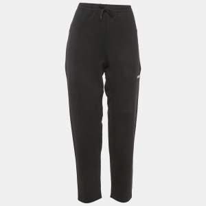 Pre Owned Vetements Black Logo Embroidered Cotton Knit Sweatpants M