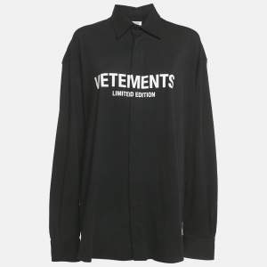 Vetements Black Logo Print Cotton Knit Garderobe Limited Edition Unisex Shirt M