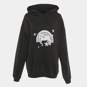 Pre Owned Vetements Unisex Black Unicorn Print Cotton Hoodie S