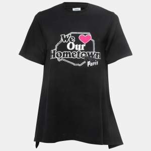 Pre Owned Vetements Black Print Cotton Cut-Out Half Sleeve T- Shirt M