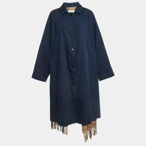 Pre Owned Vetements Navy Blue Gabardine Scarf Trench Coat XS