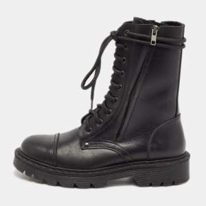 Vetements Black Leather Combat Boots Size 39