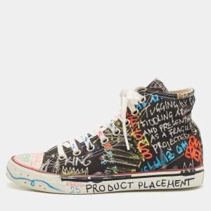 Vetements Multicolor Canvas Graffiti High Top Sneakers Size 39