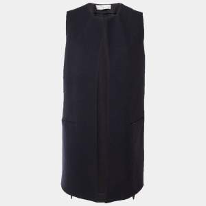 Pre Owned Victoria Beckham Jeans Navy Blue Wool Sleeveless Coat M