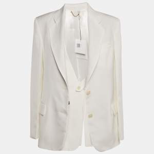 Pre Owned Victoria Beckham White Crepe Single Breasted Blazer S 