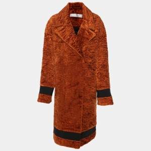 Victoria Beckham Brown/Black Textured Velvet Coat M