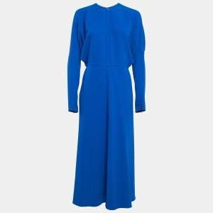 Victoria Beckham Blue Crepe Full Sleeve Midi Dress M