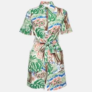 Victoria Beckham Multicolor Printed Cotton Buttoned Front Mini Dress S