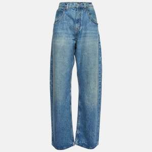 Pre Owned Victoria Beckham Blue Washed Denim Oversized Boyfriend Jeans XL Waist 34"