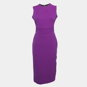 Pre Owned Victoria Beckham Purple Silk Blend Sleeveless Sheath Dress M