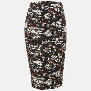 Victoria Beckham Multicolor Camouflage Jacquard Pencil Skirt S