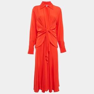 Victoria Beckham Red Silk Drape Style Midi Dress M