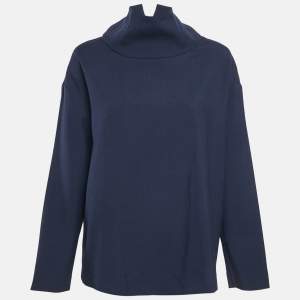 Victoria Beckham Blue Side Stripe Gabardine Pullover M