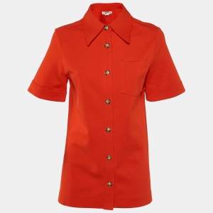 Victoria Beckham Red Jersey Fitted Button Front Shirt M