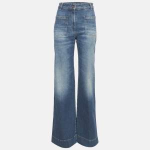 Victoria Beckham Black Faded Denim Flared High Rise Jeans S Waist 27"
