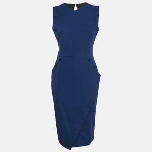 Victoria Beckham Blue Wool Sleeveless Midi Dress M
