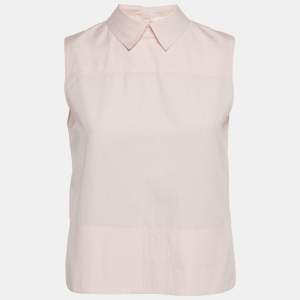 Victoria Beckham Pink Cotton Sleeveless Collared Top S