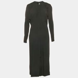 Pre Owned Victoria Beckham Black Crepe Midi Dress M 