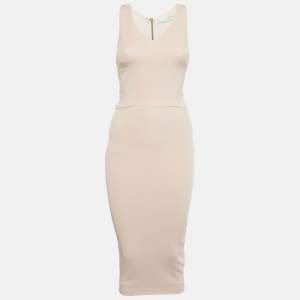 Pre Owned Victoria Beckham Pink Stretch Knit Midi Bodycon Dress S