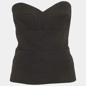 Pre Owned Victoria Beckham Black Wool Strapless Corset Top M