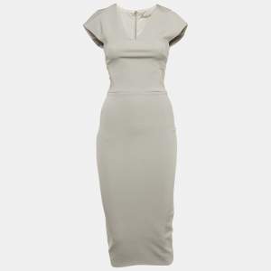 Pre Owned Victoria Beckham Grey Jersey Sheath Dress S