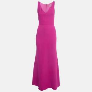 Pre Owned Victoria Beckham Pink Silk Blend Long Cocktail Dress S