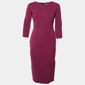 Pre Owned Victoria Beckham Magenta Crepe Sheath Dress M