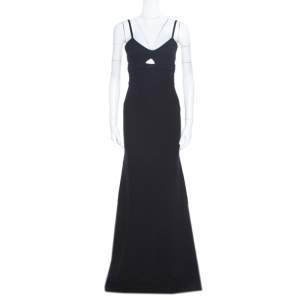 Pre Owned Victoria Beckham Black Double Crepe Cutout Detail Sleeveless Maxi Dress S