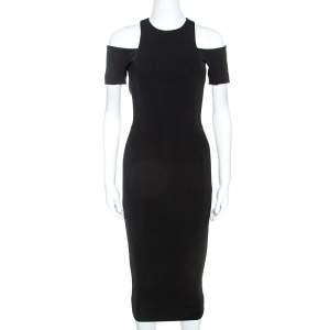 Pre Owned Victoria Beckham Black Stretch Cold Shoulder Dress S