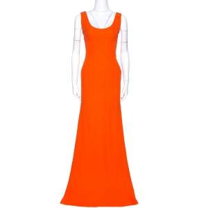 Pre Owned Victoria Beckham Tangerine Back Zipper Detail Gown M