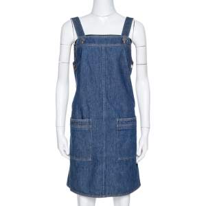 Pre Owned Victoria Beckham Indigo Denim Pinafore Dress S