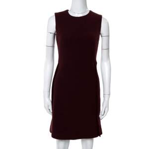 Victoria Beckham Burgundy Wool Sleeveless Dress S