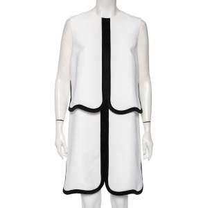 Pre Owned Victoria, Victoria Beckham Monochrome Crepe Overlay Detail Dress M