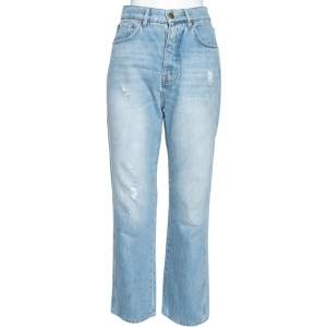 Pre Owned Victoria Beckham Blue Distressed Detailed Denim Jeans M