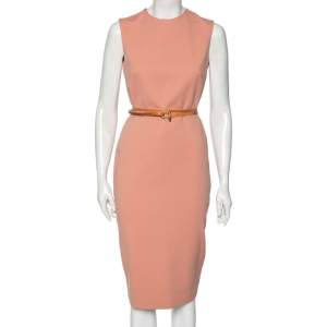 Pre Owned Victoria Beckham Pale Pink Knit Sleeveless Sheath Dress M