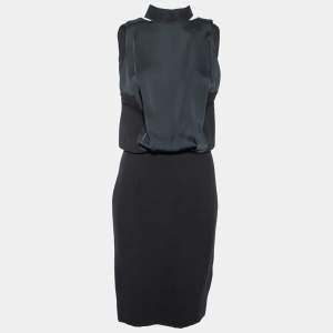Pre Owned Victoria Beckham Black Wool & Silk Cut-Out Back Dress M