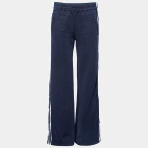 Pre Owned Victoria Victoria Beckham Navy Blue Rib Knit Flared Track Pants M