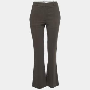 Pre Owned Victoria Beckham Dark Green Crepe Tailored Trousers S 