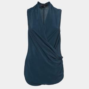 Pre Owned Victoria Beckham Navy Blue Crepe Cowl Neck Sleeveless Top S