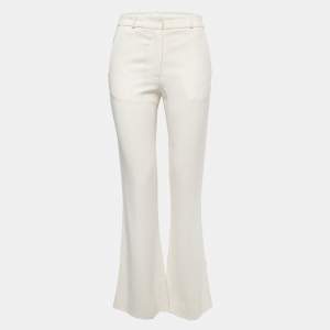 Pre Owned Victoria Beckham Cream Wool Flared Trousers S