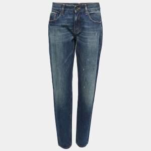 Pre Owned Victoria Beckham Blue Denim Boyfriend Jeans S Waist 27"