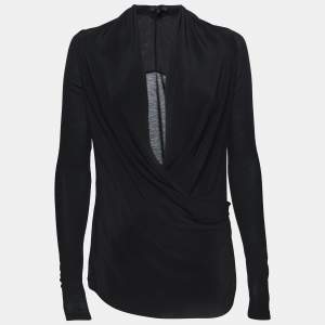 Victoria Beckham Black Silk Blend Deep Cowl Neck Top S
