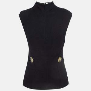 Victoria Beckham Black Wool Blend Knit Sleeveless Top M