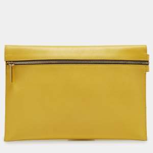 Victoria Beckham Yellow Leather Zip Pouch