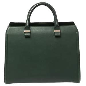 Pre Owned Victoria Beckham Green Leather Victoria Tote