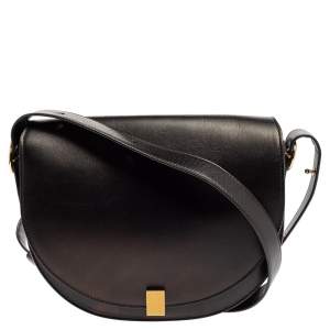 Victoria Beckham Black Leather Half Moon Shoulder Bag